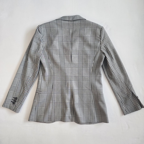 Emporio Armani Size 42 Womens Grey Black White Glen Checkered Blazer - Picture 8 of 11